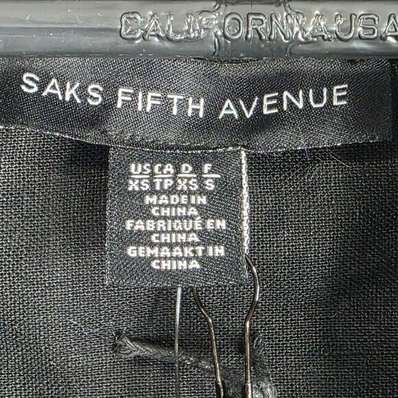 Womens Saks Fifth Avenue Black Sleeveless Linen-Blend Shirt Dress Button Up XS - Picture 3 of 8